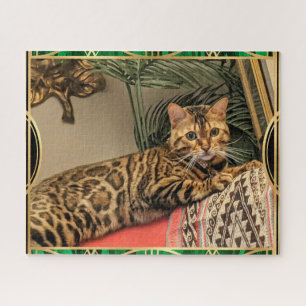 Queen Luna Bengal Cat as Art Deco Jigsaw Puzzle