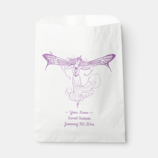 Queen Mab Fairy, Sweet Sixteen in Purple Favour Bags (Front)