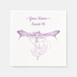 Queen Mab Fairy, Sweet Sixteen in Purple Napkin