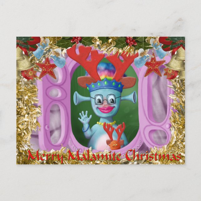 Queen Mabel & Cedric. Merry Christmas! Holiday Postcard (Front)