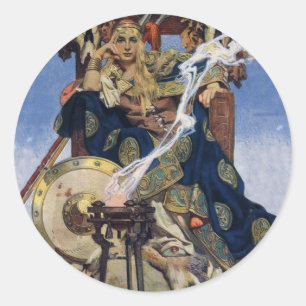 Queen Maeve Warrior Princess Fantasy Art Classic Round Sticker
