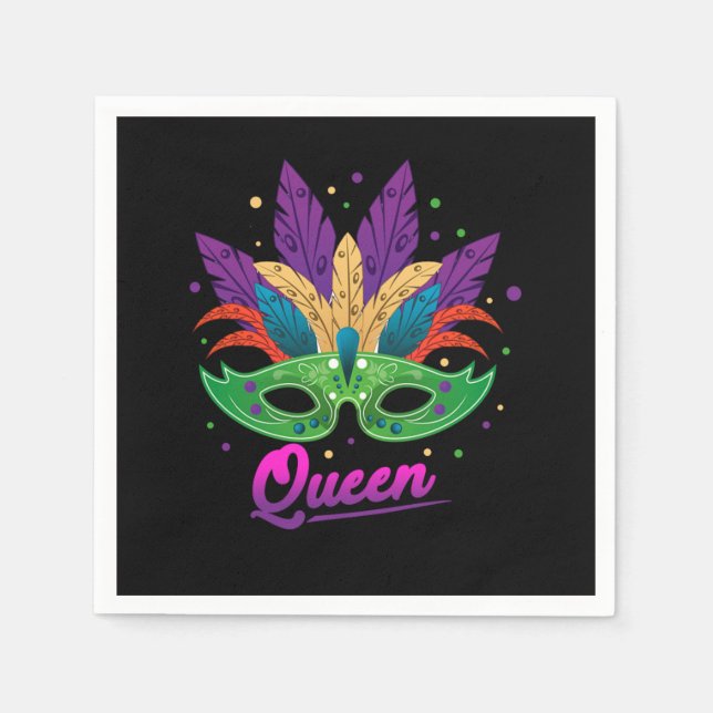 Queen Mardi Gras Street Party Carnival Mask Gift Napkin (Front)