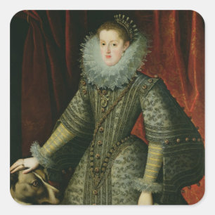 Queen Margarita of Austria, 1609 (oil on canvas) Square Sticker