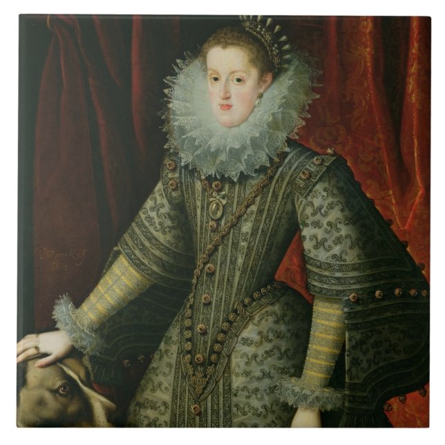Queen Margarita of Austria, 1609 (oil on canvas) Tile (Front)