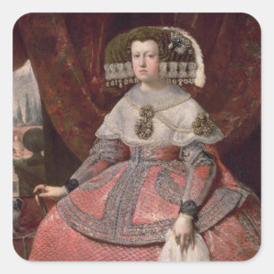 Queen Maria Anna of Spain in a red dress Square Sticker