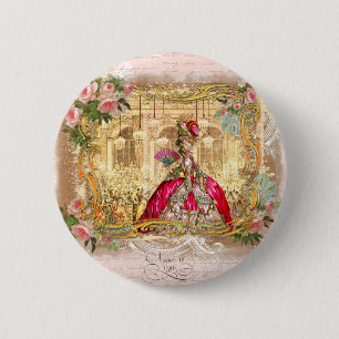 Queen Marie Antoinette at Versailles Party Pink 6 Cm Round Badge
