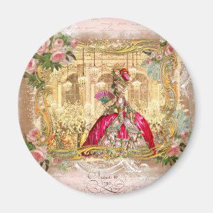 Queen Marie Antoinette at Versailles Party Pink Magnet