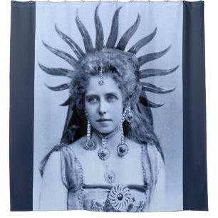 Queen Marie of Romania as the Sun Queen - blue Shower Curtain