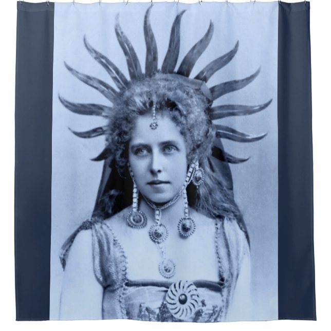 Queen Marie of Romania as the Sun Queen - blue Shower Curtain (Front)