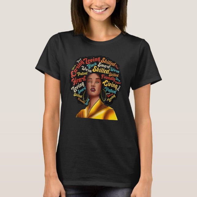 Queen Melanin Black History Month Afro African Pri T-Shirt (Front)