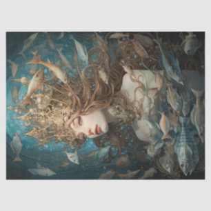 Queen Mermaid And Fishes Under The Sea Tissue Paper