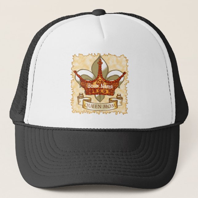 Queen Mom Banner custom name Trucker Hat (Front)