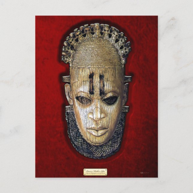 Queen Mother Idia - Ivory Edo Mask on Red Velvet Postcard (Front)