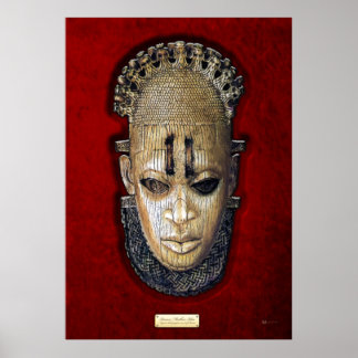 Queen Mother Idia - Ivory Edo Mask on Red Velvet Poster