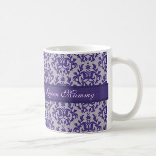 Queen Mummy damask purple grey mug