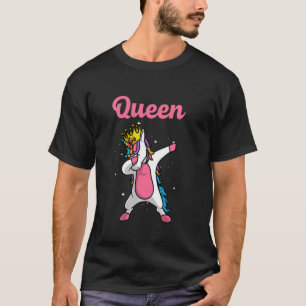 Queen Name Personalised Birthday Dabbing Unicorn T-Shirt