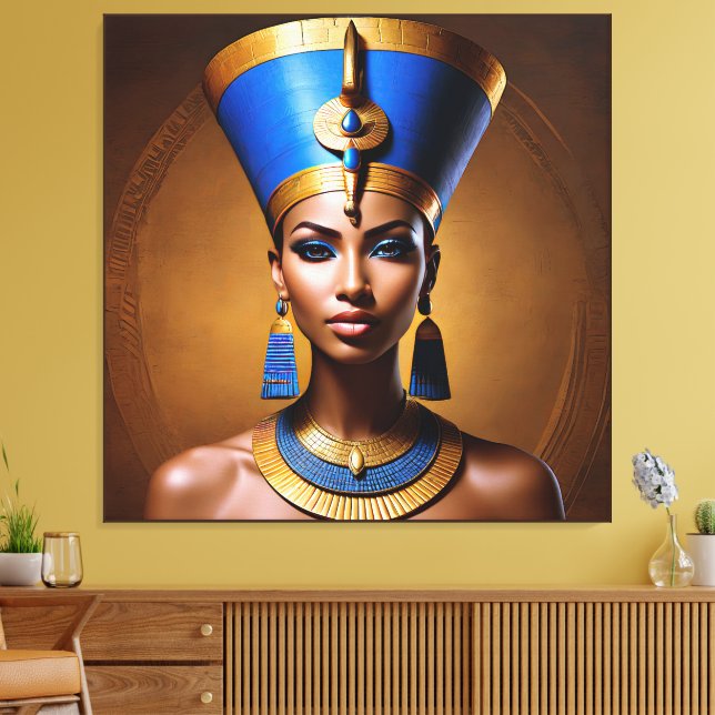 “Queen Nefertiti” Beautiful Ancient African Queen Canvas Print (Insitu(LivingRoom))