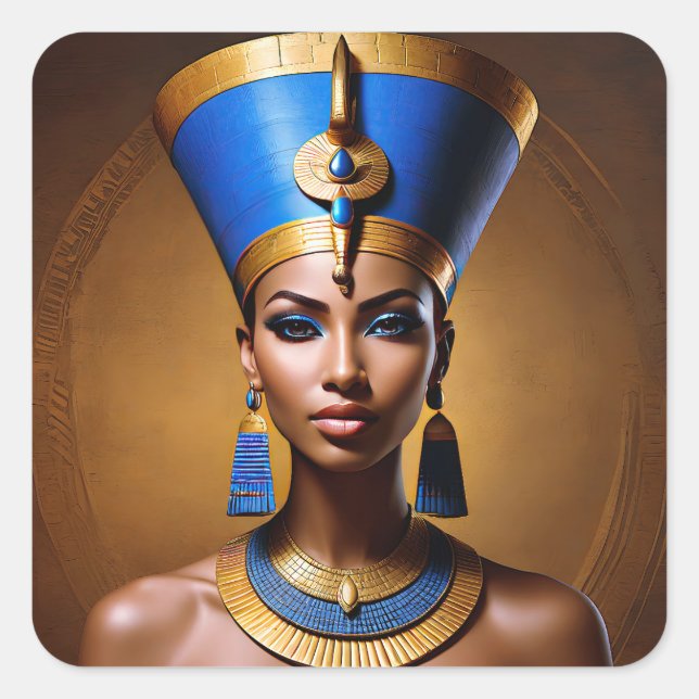 “Queen Nefertiti” Beautiful Ancient African Queen Square Sticker (Front)