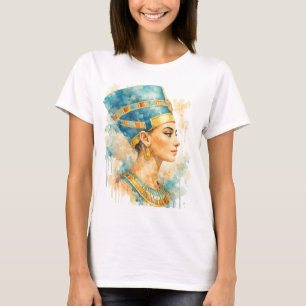 Queen Nefertiti Watercolor Ancient Egyptian Art T-Shirt