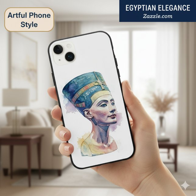Queen Nefertiti Watercolor – Egyptian Art Case-Mate iPhone Case (Creator Uploaded)