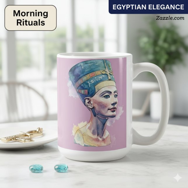 Queen Nefertiti Watercolor Mug – Egyptian Art   (Creator Uploaded)