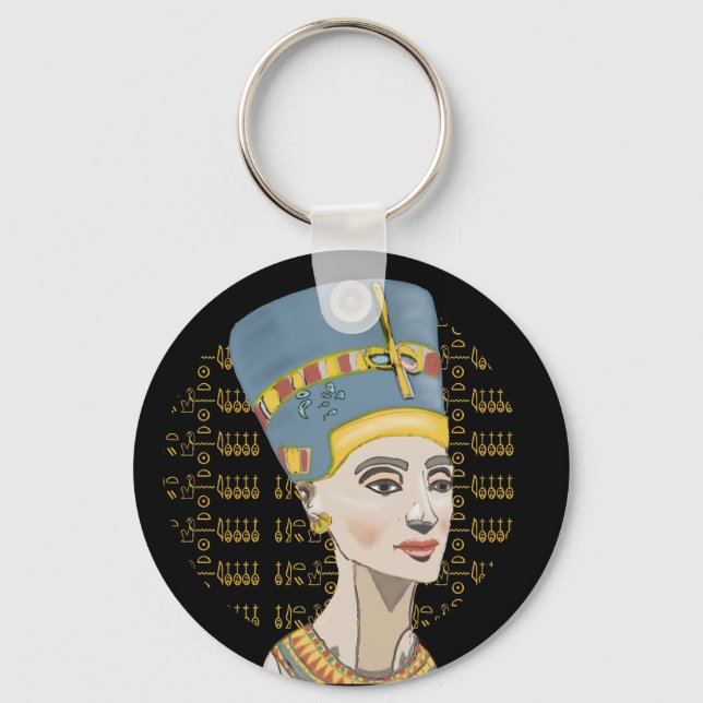Queen Nefertiti with Cartouche  Key Ring (Front)