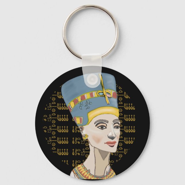 Queen Nefertiti with Cartouche  Key Ring (Front)