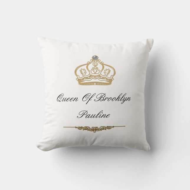 Queen Of Brooklyn Monogram Throw Pillow (Front)