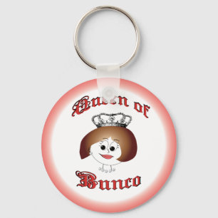 queen of bunco with crown and dice necklace key ring