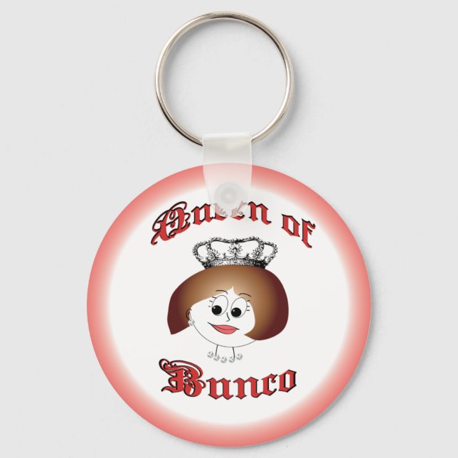queen of bunco with crown and dice necklace key ring (Front)