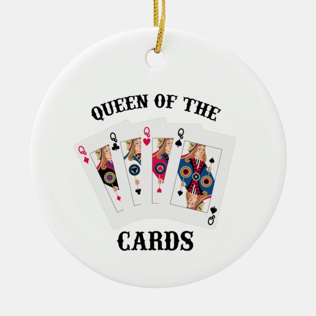 Queen Of Cards Ceramic Tree Decoration (Front)