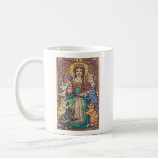 Queen Of Cats Tarot Card Mug (Left)
