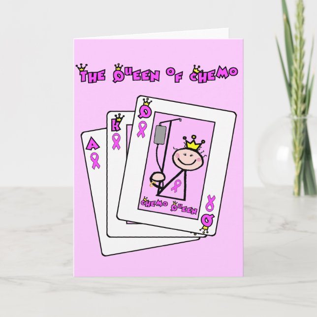 Queen of Chemo - Breast Cancer Pink Ribbon Card (Front)