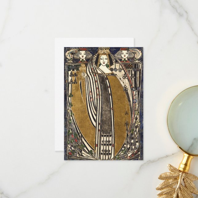 Queen of Clubs by Margaret Macdonald Mackintosh Thank You Card (Front/Back In Situ)