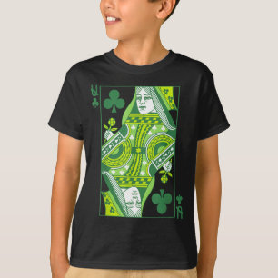 Queen of clubs card st patrick's day botanical T-Shirt