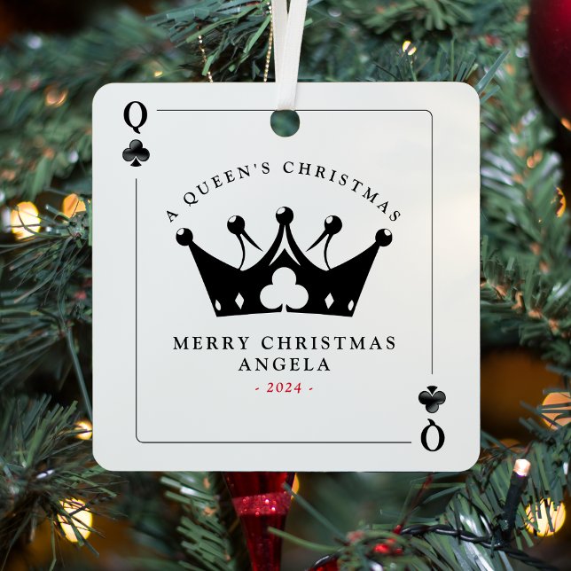 Queen of Clubs Casino Poker Card Christmas Metal Tree Decoration (Queen of Clubs Casino Poker Card Christmas Metal Ornament
)