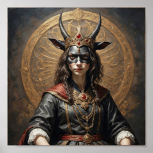 Queen of demoniac goats (succubes) with facemask poster