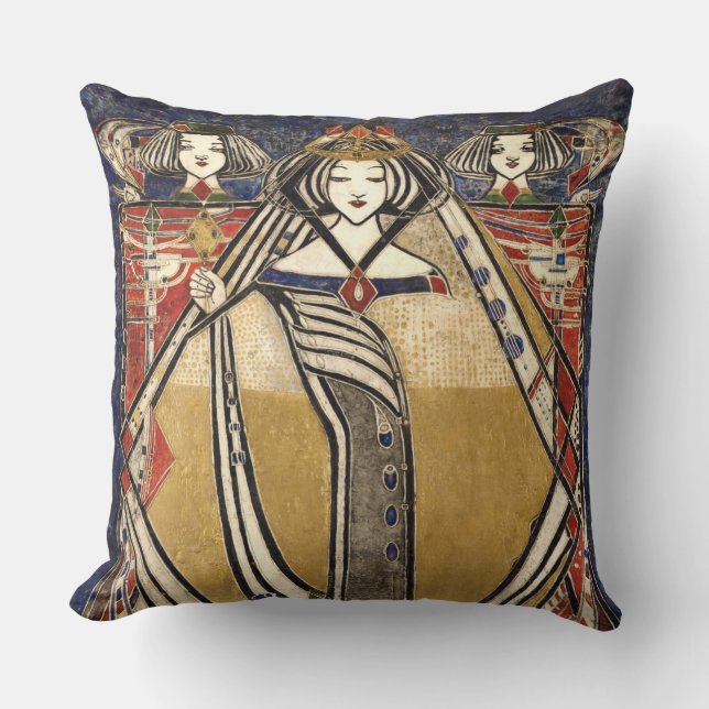 Queen of Diamonds by Margaret Macdonald Mackintosh Cushion (Front)