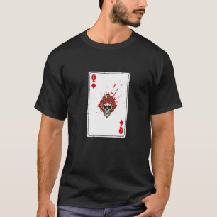 Queen Of Diamonds Cards Deck Halloween Splashy Cos T-Shirt