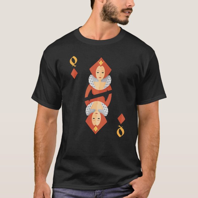 Queen Of Diamonds Deck Of Cards Halloween Group Co T-Shirt (Front)