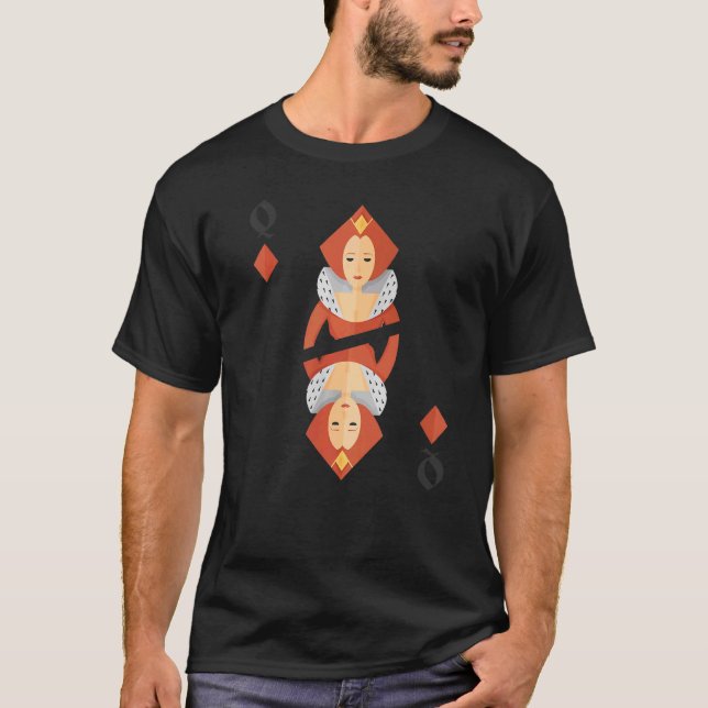 Queen Of Diamonds Deck Of Cards Halloween Group Co T-Shirt (Front)