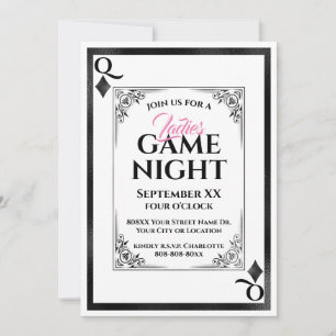 Queen of Diamonds Ladies Game Night Invitation