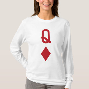 Queen of Diamonds Red Playing Card T-Shirt