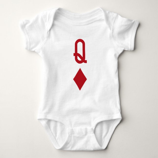 Queen of Diamonds Red Playing Card T-Shirt (Front)