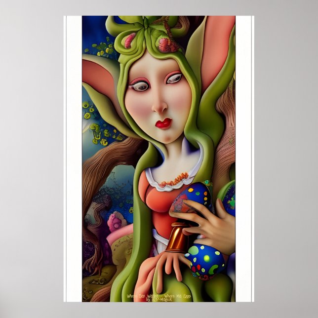 Queen of Eggs - AI Fantasy Digital Art Print (Front)