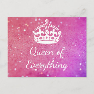 Queen of Everything Crown Pink Bokeh Postcard