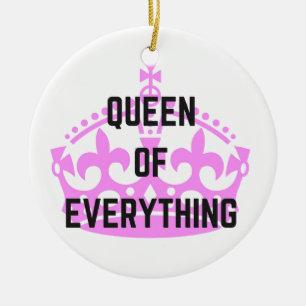 Queen Of Everything Crown Text Illustration Ceramic Tree Decoration