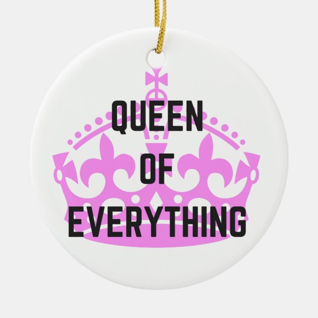 Queen Of Everything Crown Text Illustration Ceramic Tree Decoration (Front)