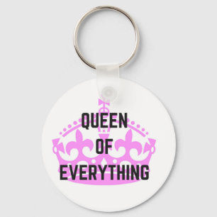 Queen Of Everything Crown Text Illustration Key Ring