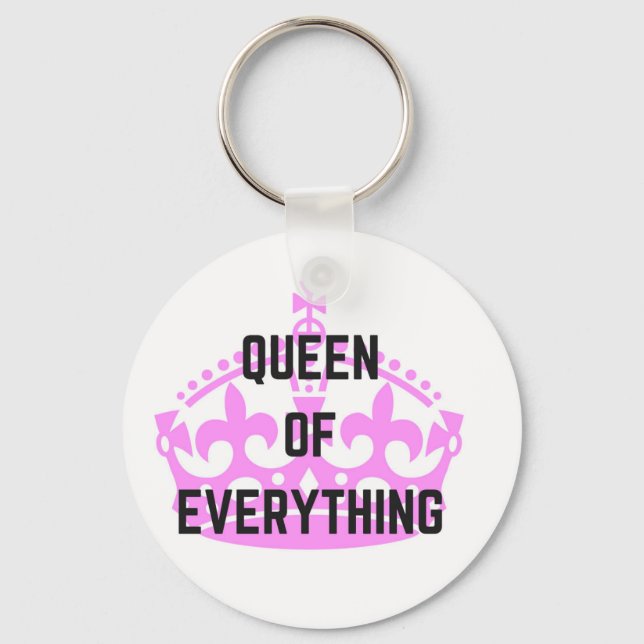 Queen Of Everything Crown Text Illustration Key Ring (Front)